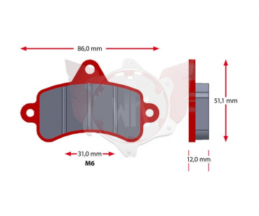 Bremsbelag Sinter ( Top-Kart ) 551-1 Rot Satz