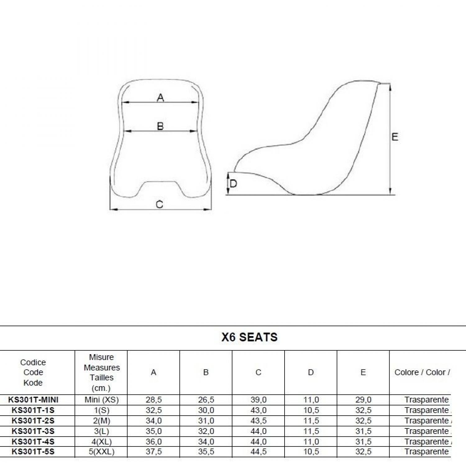 Sitz transparent flach