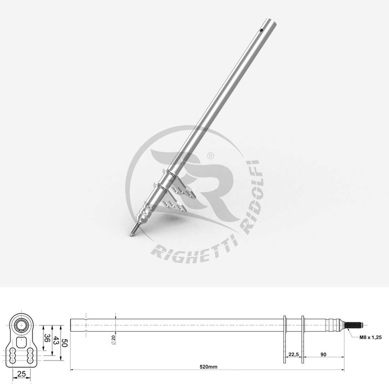 Lenksäule M8 510mm Typ CRG (90mm)