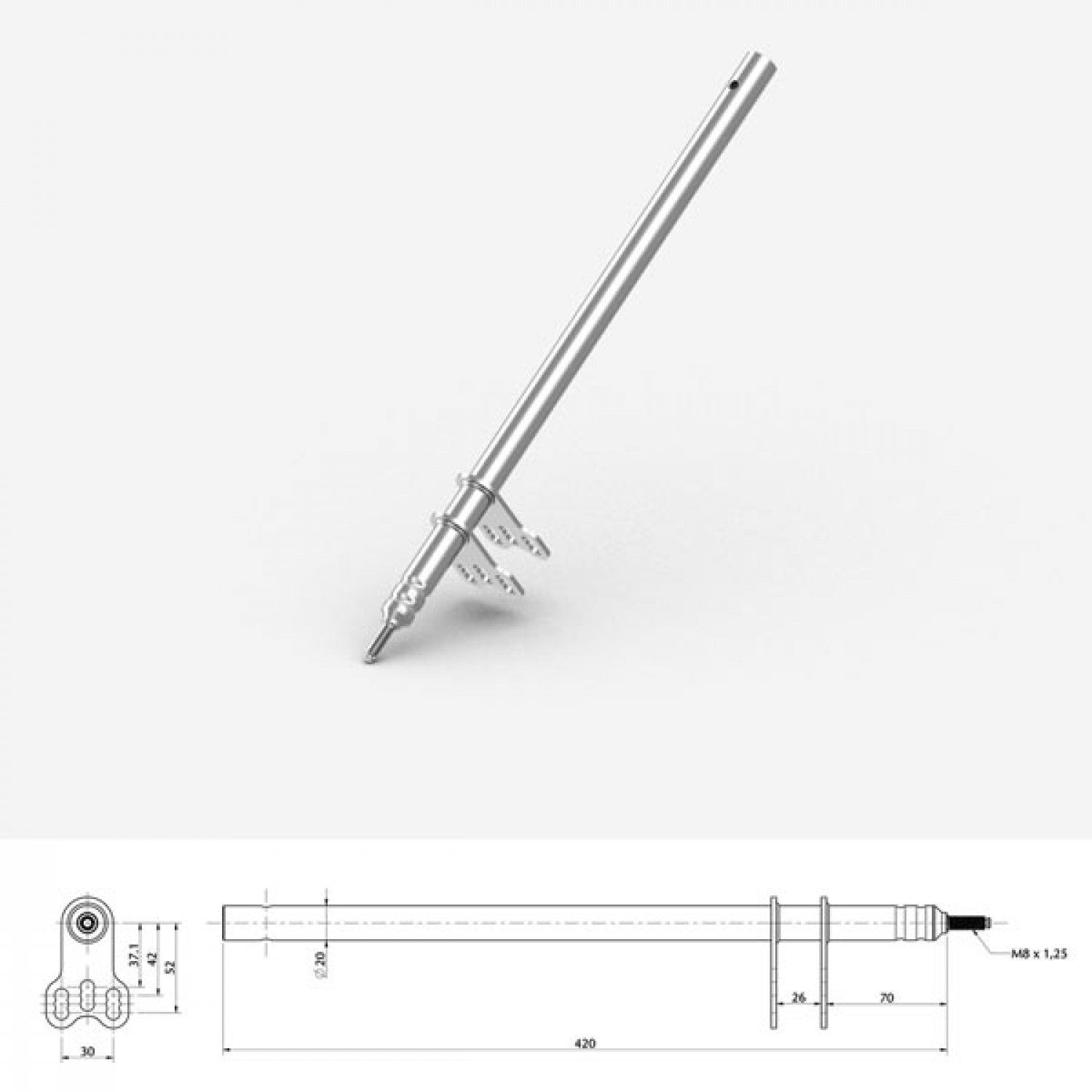 Lenksäule M8 420 mm